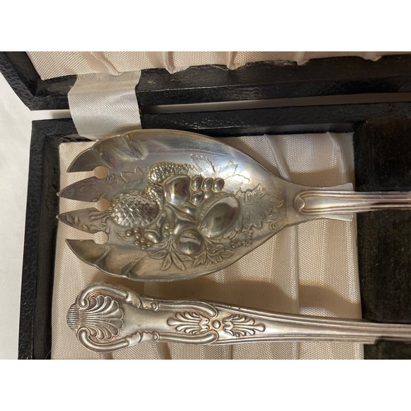 Vintage Rainmond Sheffield Silverplated Salad Serving Set EPS A1 England - Picture 5 of 6